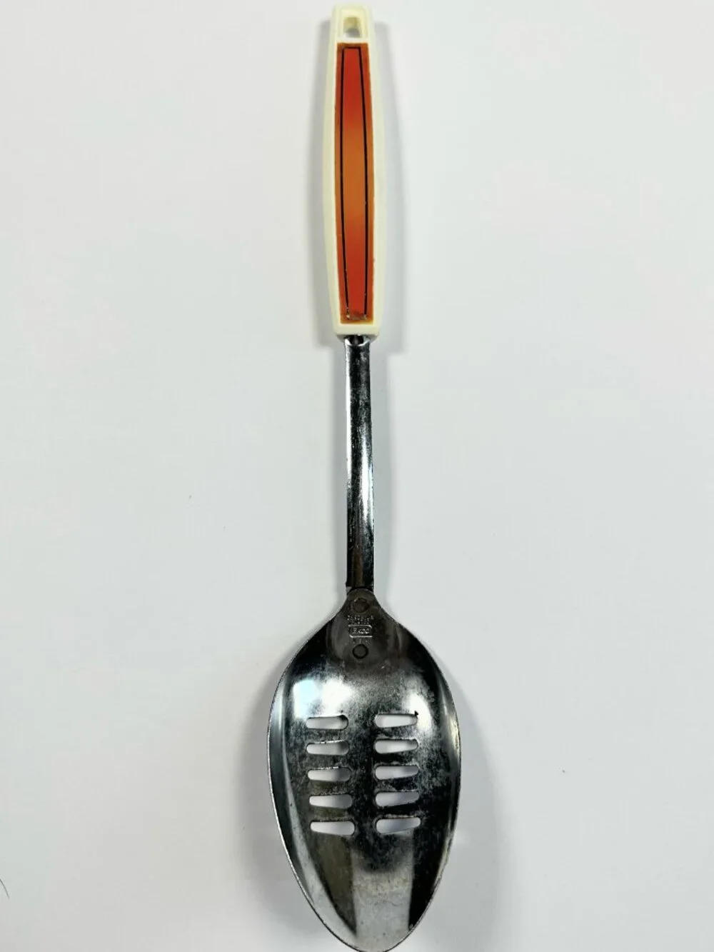 EKCO Chromium Plated Utensil Set Of Two Fork &‎ Slotted Spoon Orange Handles